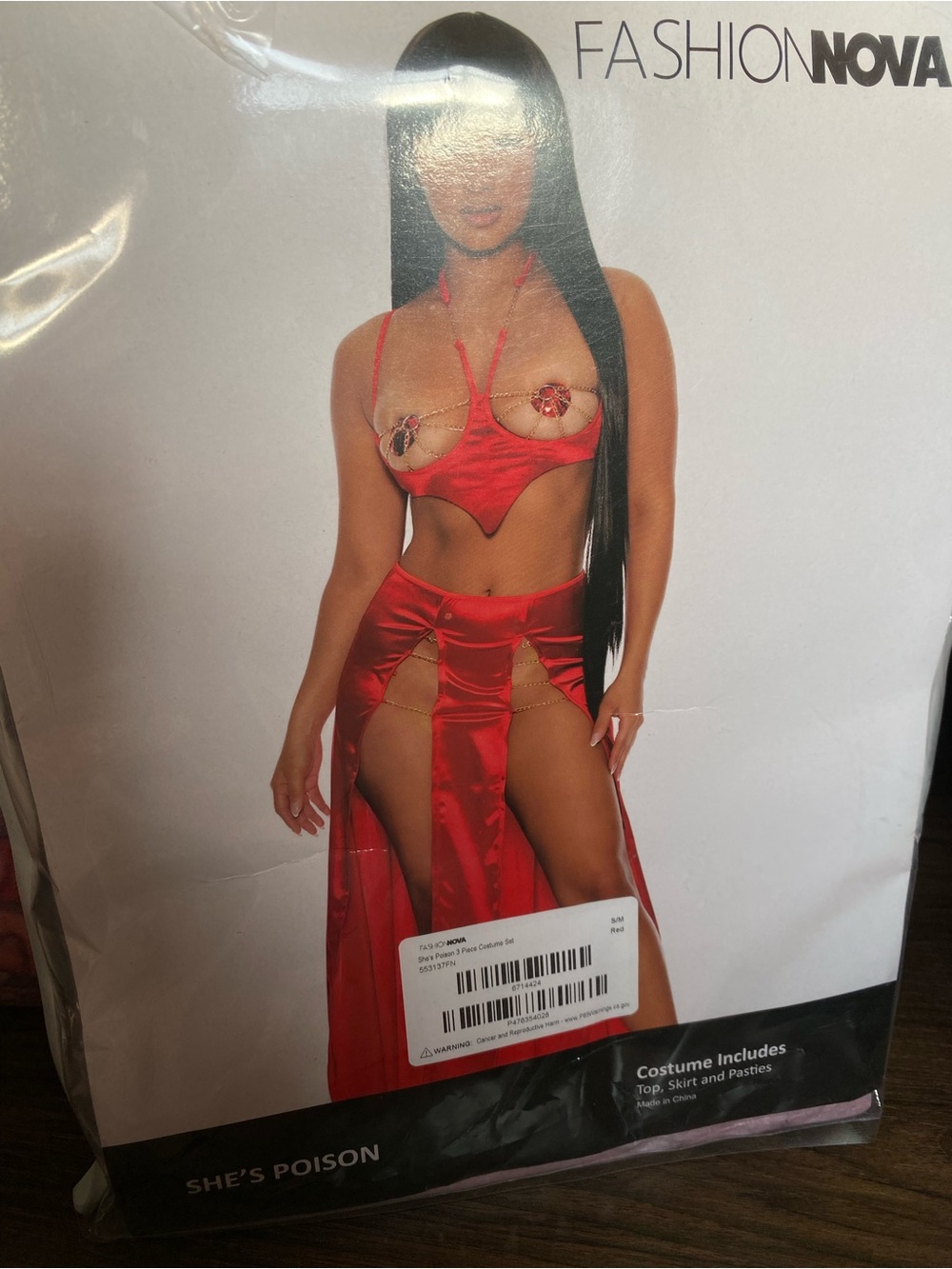 Fashion Nova Red Satin Two-Piece Lingerie Set
